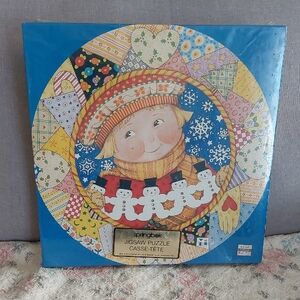 Sealed Vintage Springbok Patchwork Christmas Mary Engelbreit puzzle Round 500